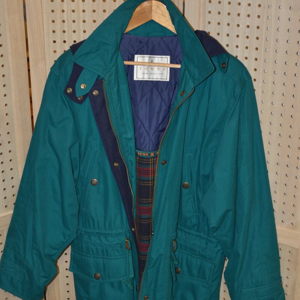 TOWNE ( LONDON FOG ) Green Thick four pocket zip front coat size L
